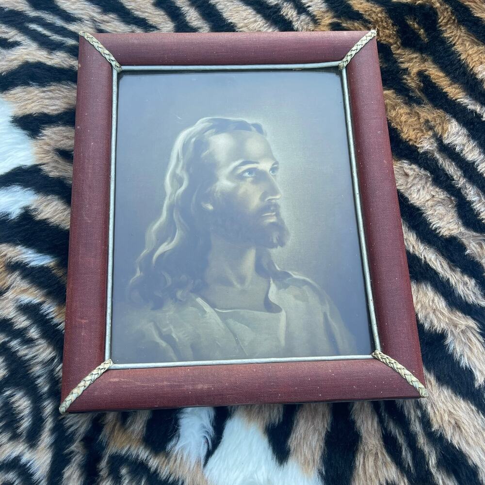 Vintage Warner Sallman Head of Christ Jesus Portrait Framed Religious Art